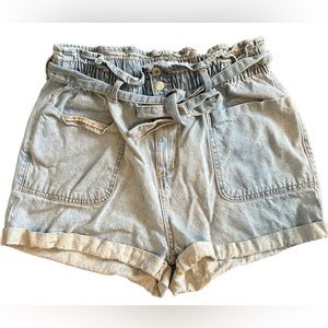 Primark High Waisted Jean Shorts with Denim Tie Belt Size 14